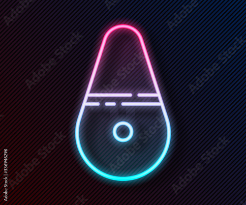 Glowing neon line Dildo vibrator for sex games icon isolated on black background. Sex toy for adult. Vaginal exercise machines for intimate. Vector Illustration