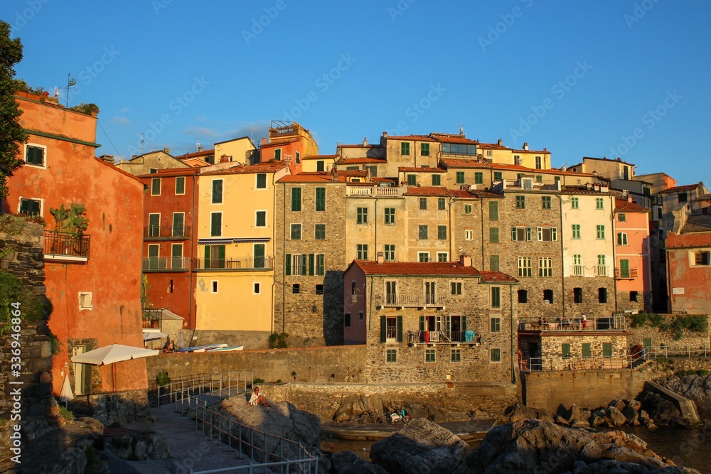 

historic center of Tellaro, typical Ligurian village in the sunset light