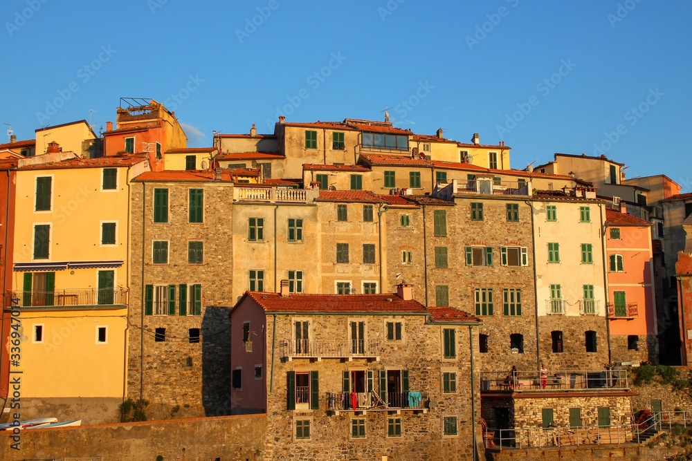 

historic center of Tellaro, typical Ligurian village in the sunset light