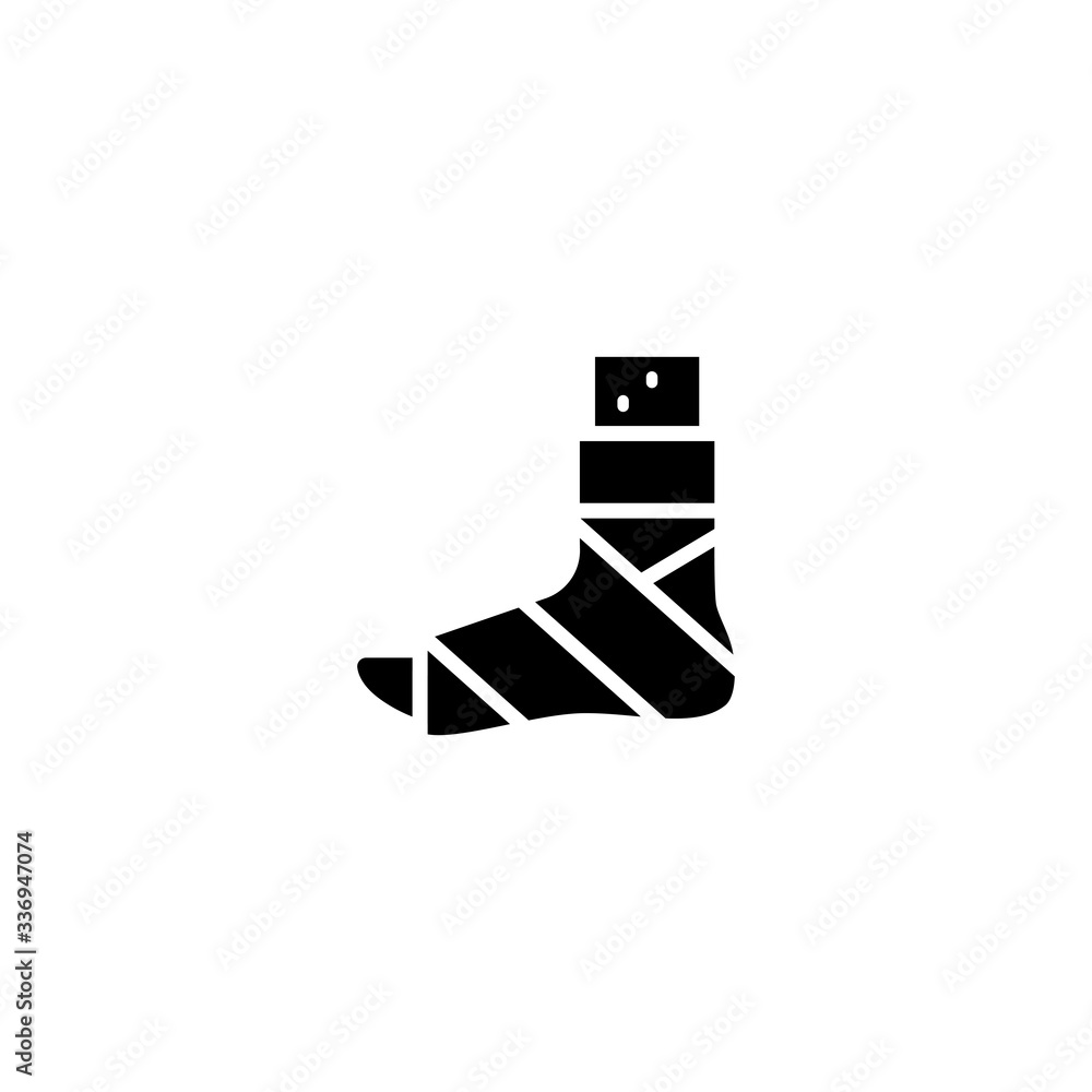 Plastered foot icon. Broken leg icon. Broken feet with bandage illustration symbol design. Element of medicine physiotherapy of legs symbol for mobile concept and web apps. Plastered foot icon. Broken leg icon. Broken feet with bandage illustration symbol design. Element of medicine physiotherapy of legs symbol for mobile concept and web apps.