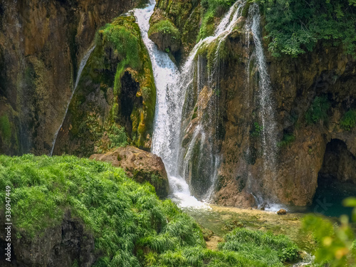 One of the waterfalls in Plitvice Lakes National Park