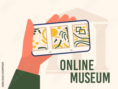 Museum exhibit online concept.
