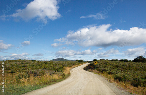 Punta Arenas,. Chile. The road leading to Fort Bulnes. Nature of the Strait of Magellan national Park. The national Park preserves endangered and rare species of vegetation and representatives of the