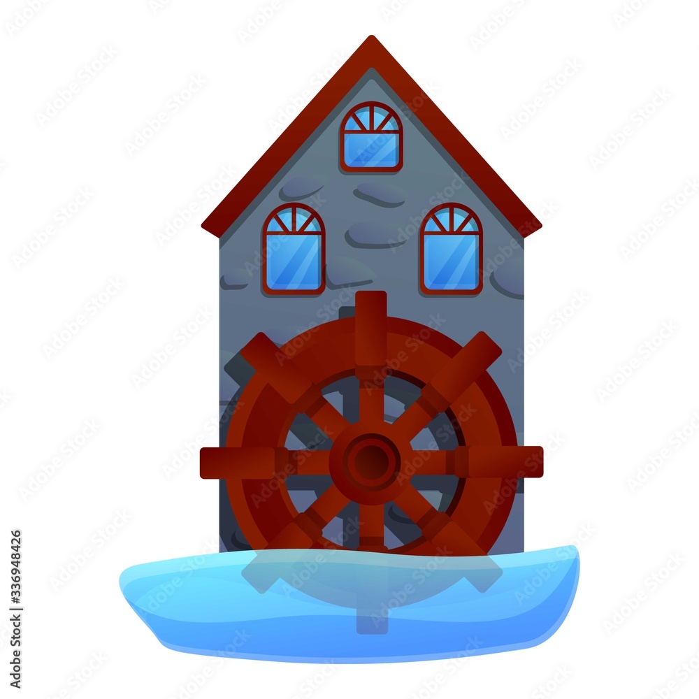 Tower water mill icon. Cartoon of tower water mill vector icon for web