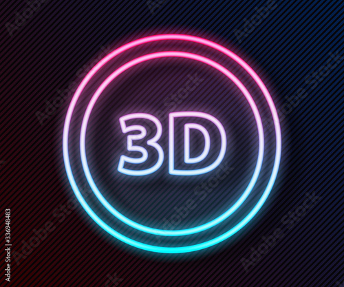Glowing neon line 3D word icon isolated on black background. Vector Illustration