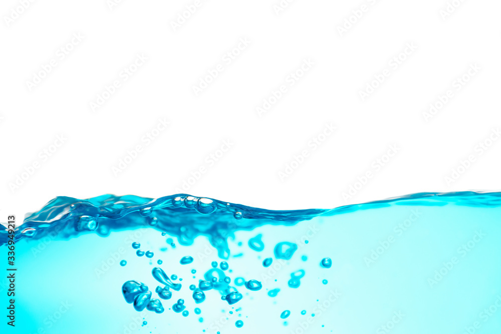 Water with water waves and bubbles separately on a white background Water with water waves and bubbles separately on a white background