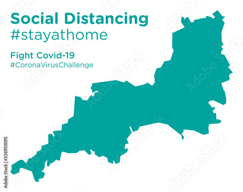 South West England map with Social Distancing stayathome tag photo