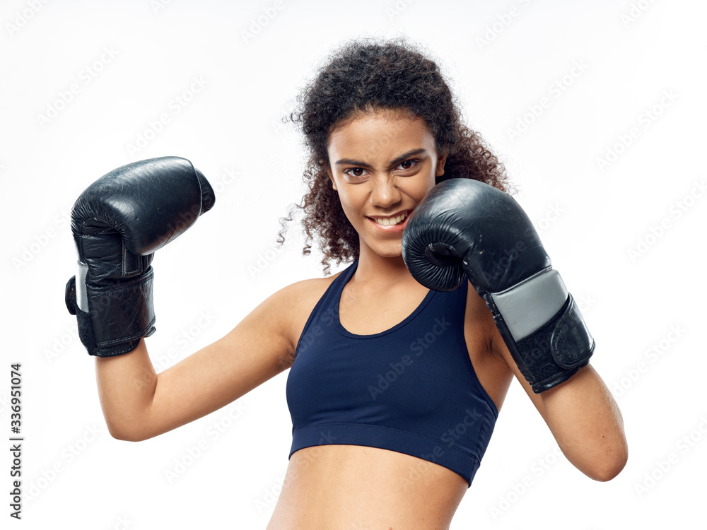 young woman with boxing gloves young woman with boxing gloves