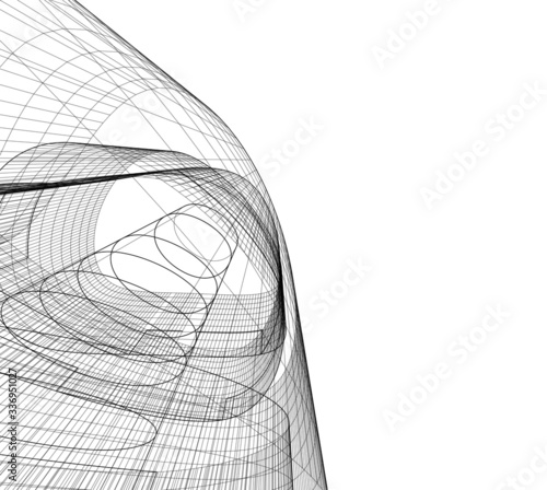 Concept 3d architecture building, vector illustration