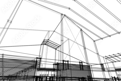 Concept 3d architecture building, vector illustration