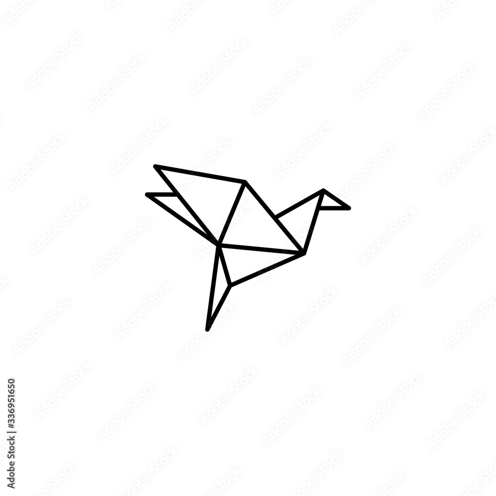 Flying Bird Icon. Origami Logo Vector. Geometric line shape for art of folded paper icon. Trendy Flat style for graphic design, Web site, UI. EPS10. - Vector illustration Flying Bird Icon. Origami Logo Vector. Geometric line shape for art of folded paper icon. Trendy Flat style for graphic design, Web site, UI. EPS10. - Vector illustration