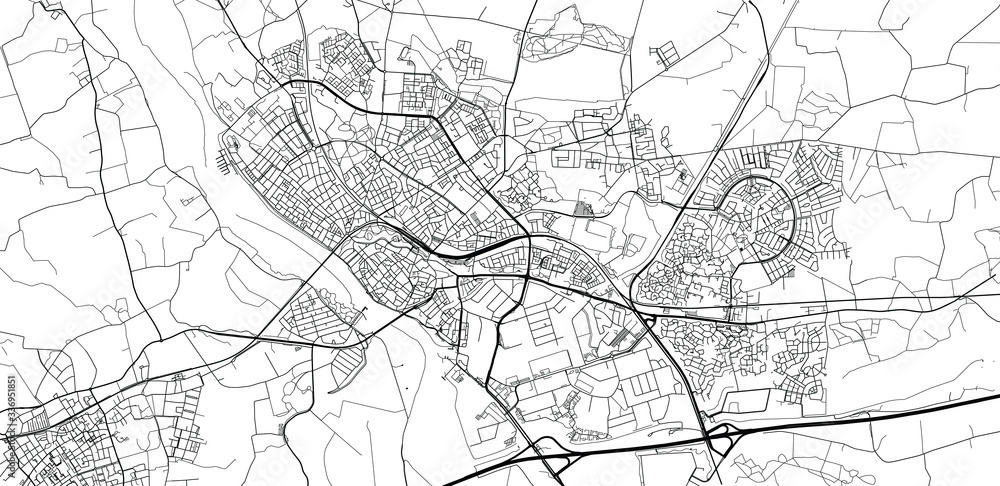 Urban vector city map of Deventer, The Netherlands