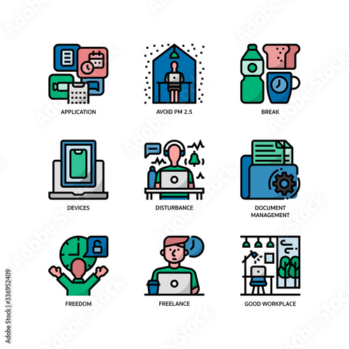 Work from home icons set