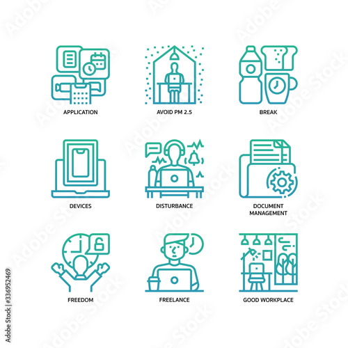 Work from home icons set
