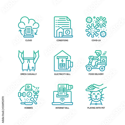 Work from home icons set