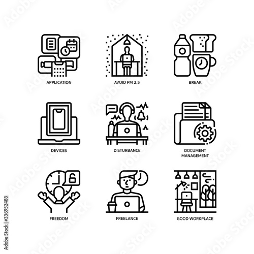 Work from home icons set