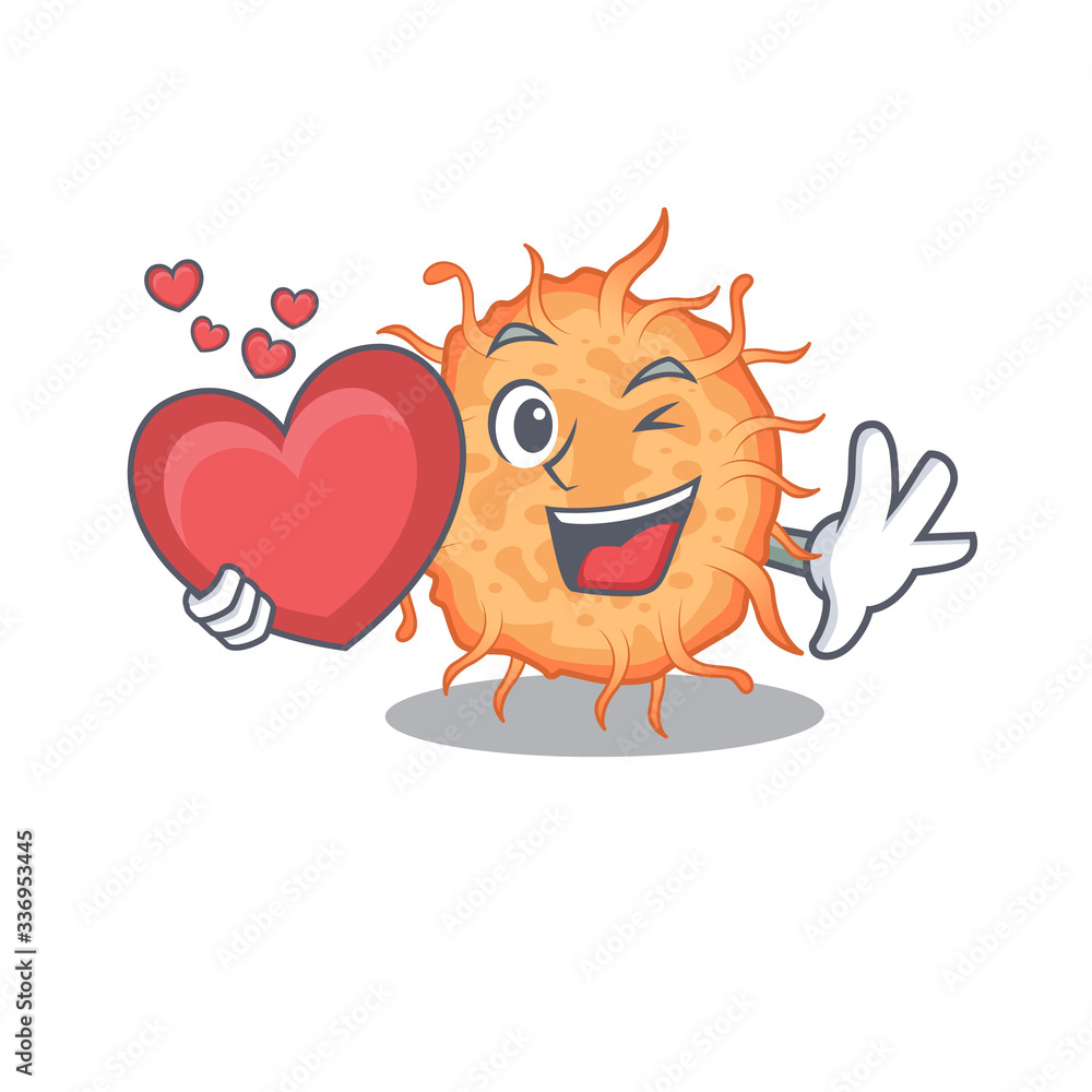A sweet bacteria endospore cartoon character style with a heart A sweet bacteria endospore cartoon character style with a heart