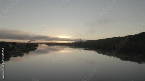 Wallpaper Mural Drone aerial view Nemunas river with sky reflection. Sunrise moment. Kaunas county, Lithuania Torontodigital.ca