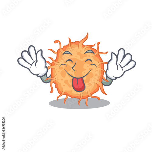 An amusing face bacteria endospore cartoon design with tongue out