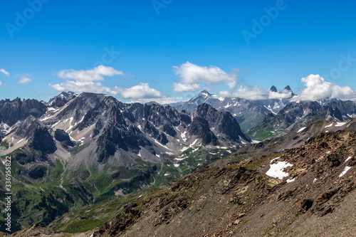 Beautiful mountainous landscape to Mont Thabor in the French Alps seen from Valee de la Claree.