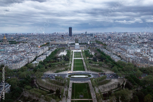 Paris in early spring with overcast sky