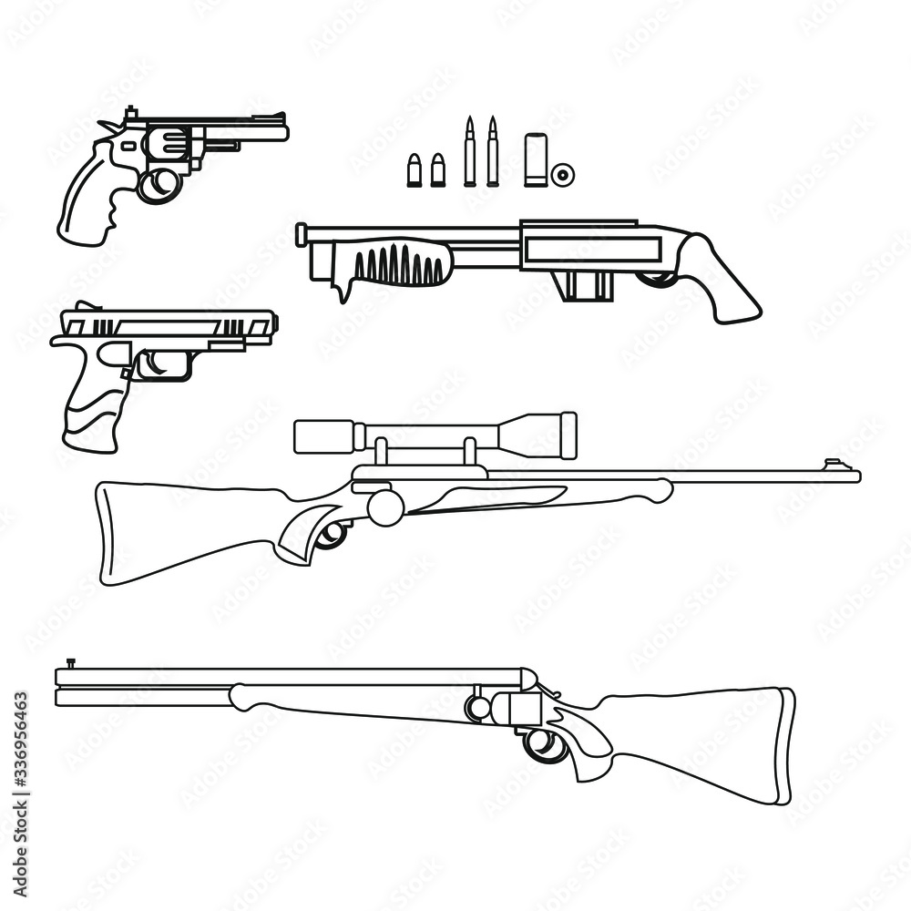 firearms kit, vector on white background firearms kit, vector on white background