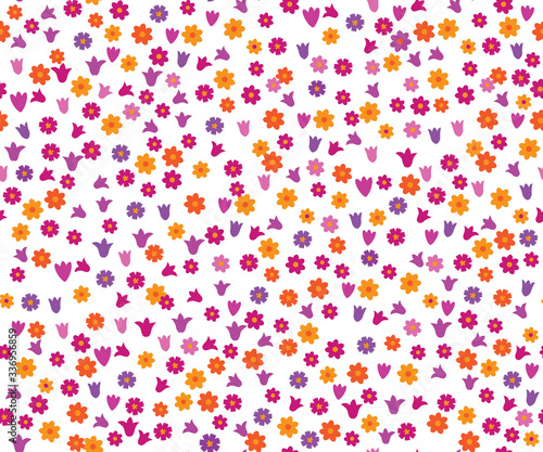 Spring seamless pattern with small flowers. Plant background for fashion, wallpapers, print, textile, gift wrap and scrapbook. Vector illustration.. 