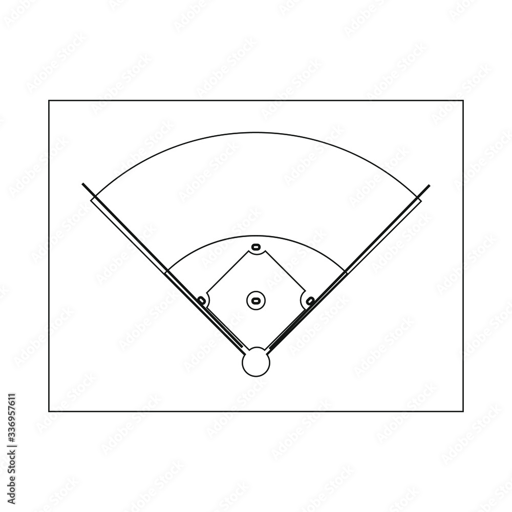 baseball field, vector on white background