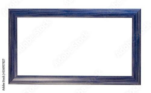 Dark blue wide frame for a photo, text, image or picture, isolated on a white background