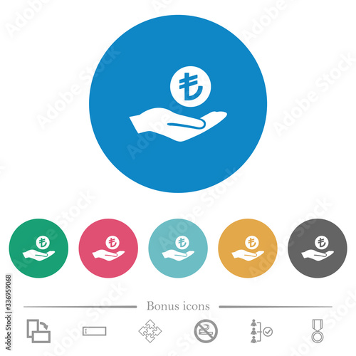 Turkish Lira earnings flat round icons