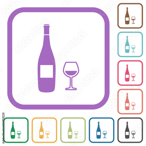 Wine bottle and glass simple icons
