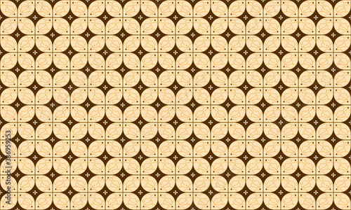 Batik Kawung Jogja, Indonesian motif, Batik is a technique of wax-resist dyeing applied to whole cloth. Geometric ethnic pattern traditional Design for background, fabric, vector illustration