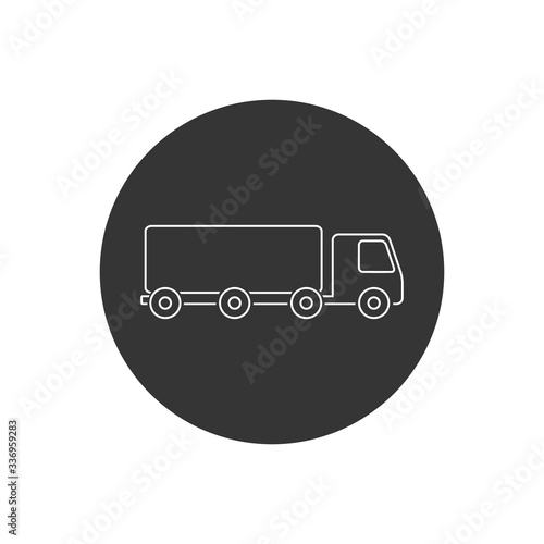 Truck trailer vector line icon. Semi lorry wagon commercial transport logistic concept. Van delivery shape sign isolated