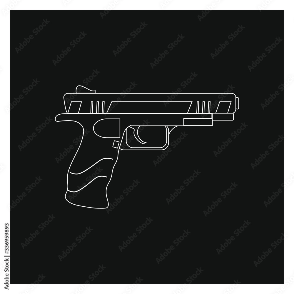 handgun pistol, vector on white background handgun pistol, vector on white background