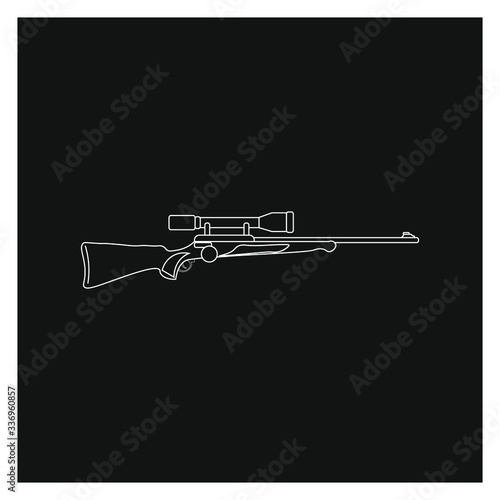 rifle with telescopic sight, vector on white background