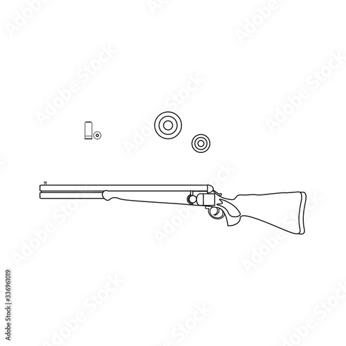 clay pigeon shooting kit, vector on white background