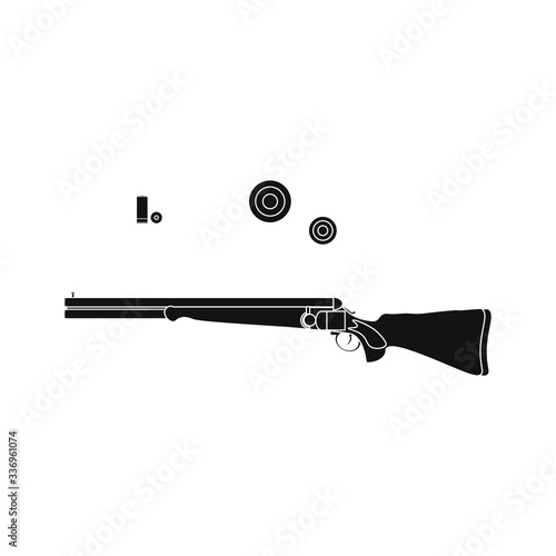 clay pigeon shooting kit, vector on white background