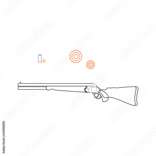 clay pigeon shooting kit, vector on white background