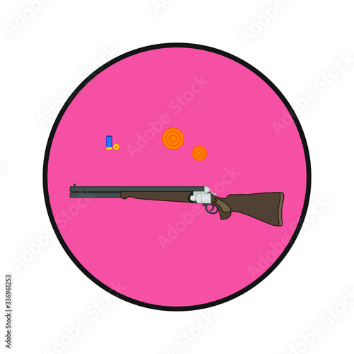 clay pigeon shooting kit, vector on white background