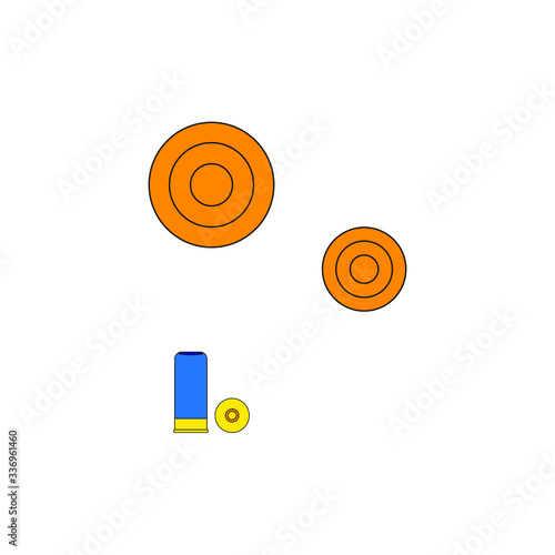 clay pigeon shooting kit, vector on white background