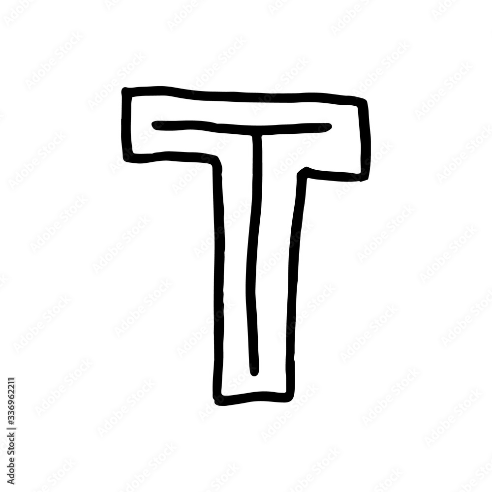 Trendy scandinavian alphabet, letter character T in vector. ABC hand lettering. Nordic typographic design for poster, banner, print, decoration kids playroom or greeting card. Cute educational letter Trendy scandinavian alphabet, letter character T in vector. ABC hand lettering. Nordic typographic design for poster, banner, print, decoration kids playroom or greeting card. Cute educational letter