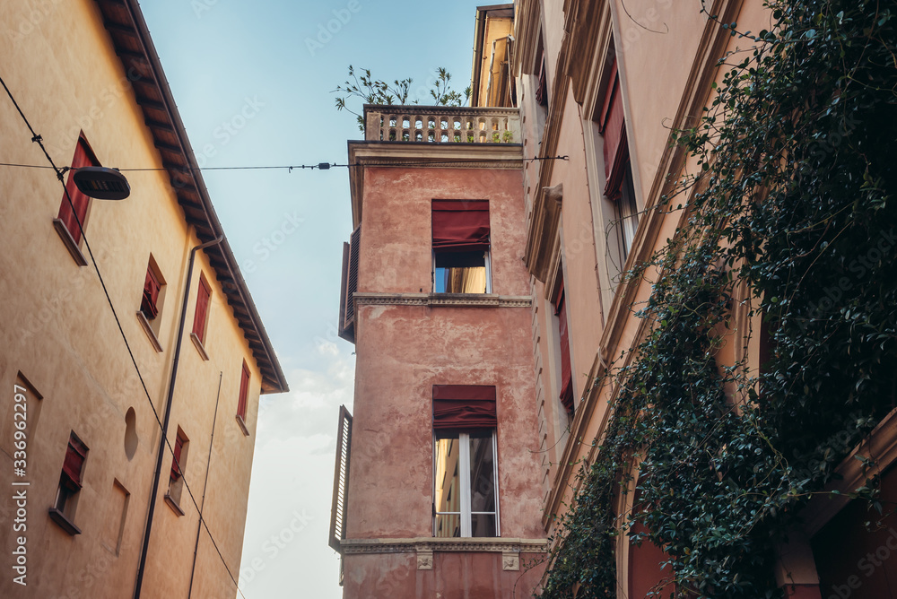 Residential buildings in historic part of Bologna city, Italy Residential buildings in historic part of Bologna city, Italy