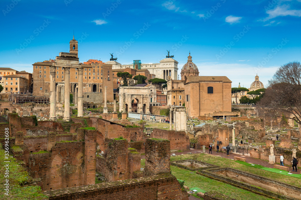 Architecture of the Roman Forum in Rome, Italy