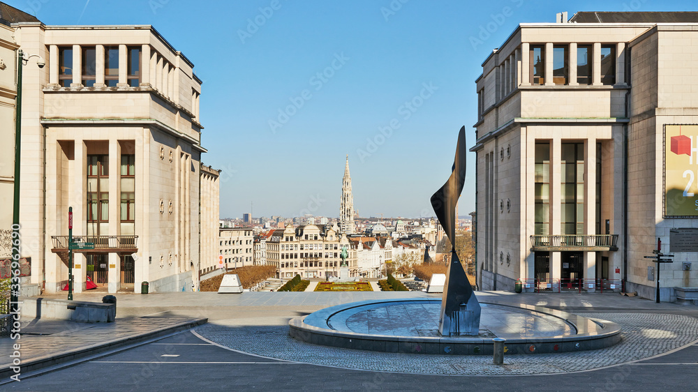 The Royal Square at Brussels without any people during the confinement period.