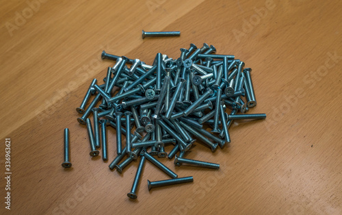 set of metal screws, isolated