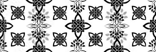 Stylish vintage black on white ornament seamless pattern. Allover vector design for fabric, apparel textile, interior