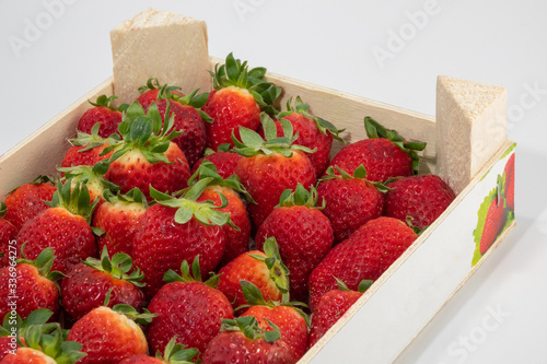 strawberry fruit in wooden case