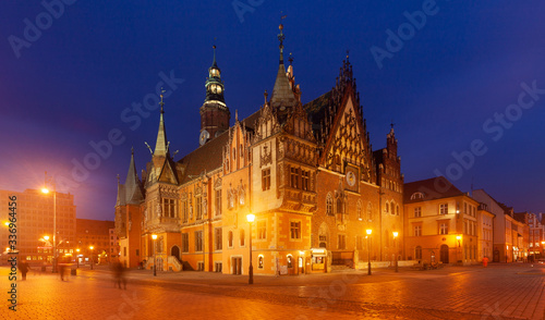 Night view of Old Town Hall, Wroclaw, Poland
