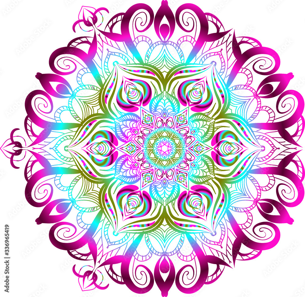 Mandalas for coloring book.Vector Beautiful Mandala.vector illustration. Red and blue color mandala on white isolated background.