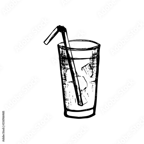 Vector alcohol cocktail mojito. Hand drawn. Isolated element for summer menu, invitations, vacation design.